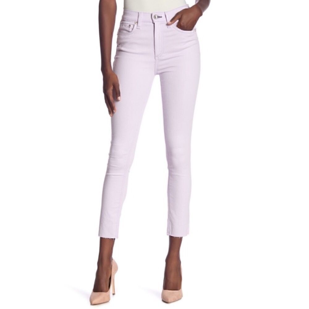 RAG & BONE HIGH RISE ANKLE SKINNY RAW HEM LILAC 25